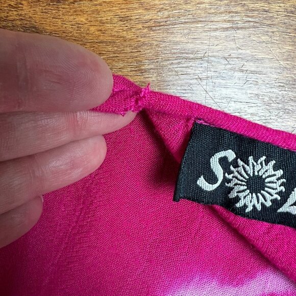 SOL Top Women OS Pink Tie-Dye Boho Hippie Long Wide Sleeve Smocked One Size Fits - Picture 11 of 11